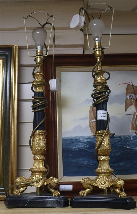 A pair of Regency style table lamps